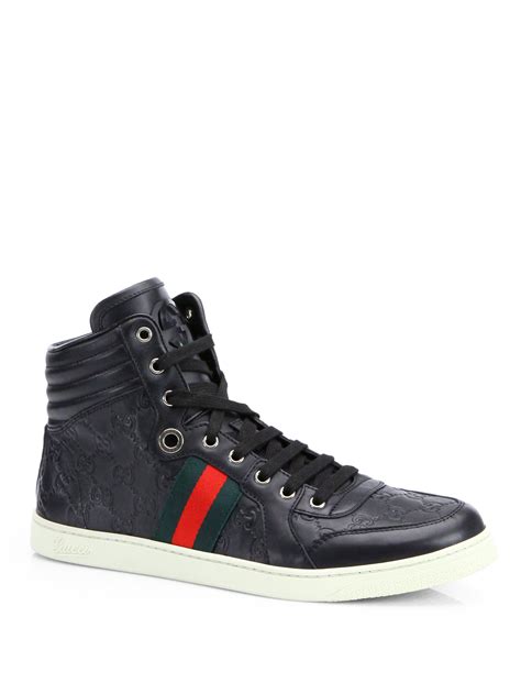 gucci shoes for men high tops black wear|gucci high top sneakers men's.